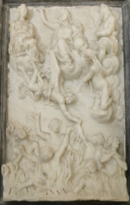 Altorilievo in marmo bianco di Carrara raffigurante Cristo tra la Madonna e San Giovanni Battista e le Anime Purganti